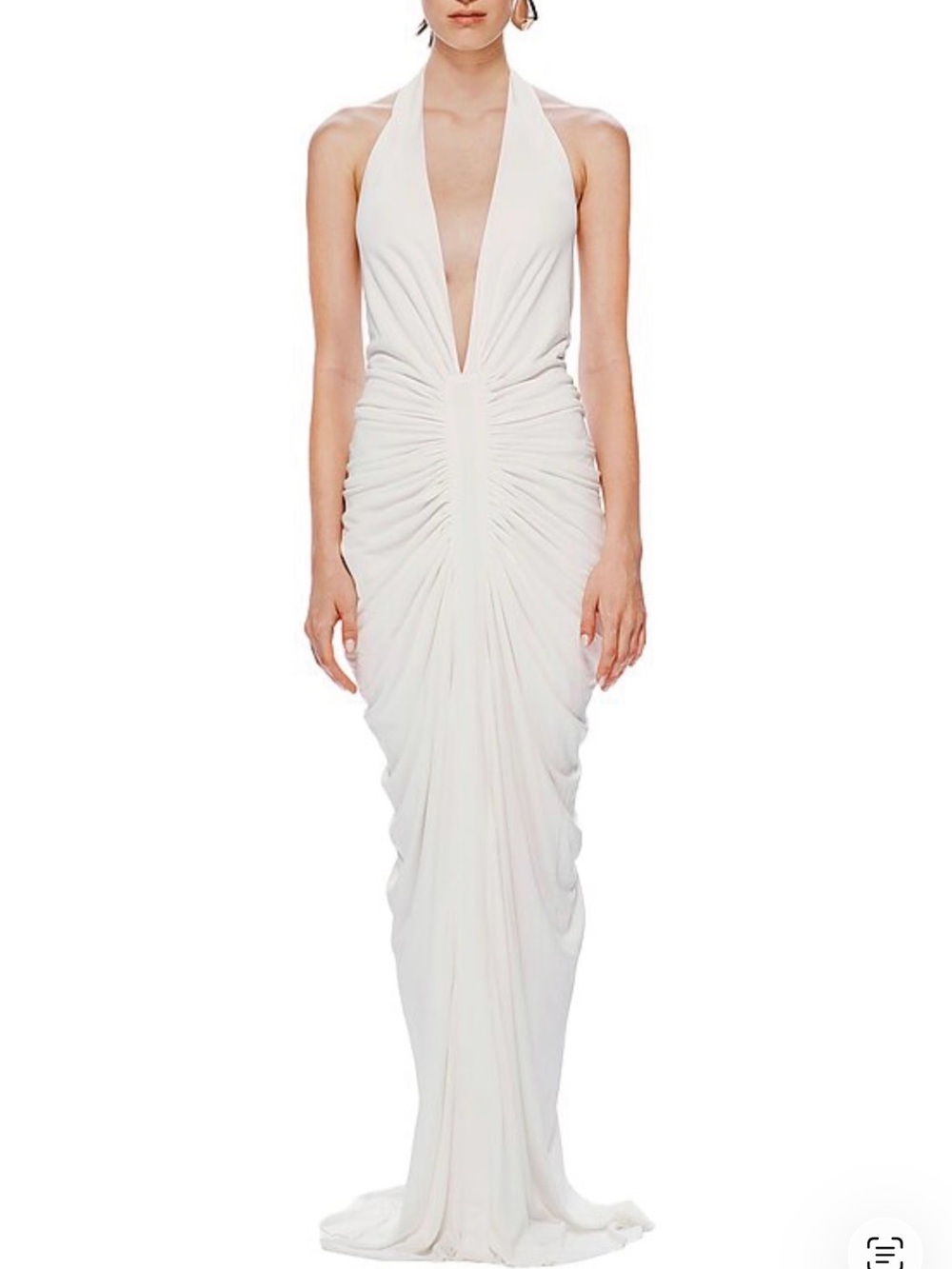 Backless White Halter Ruched Gown - Picture 1 of 1